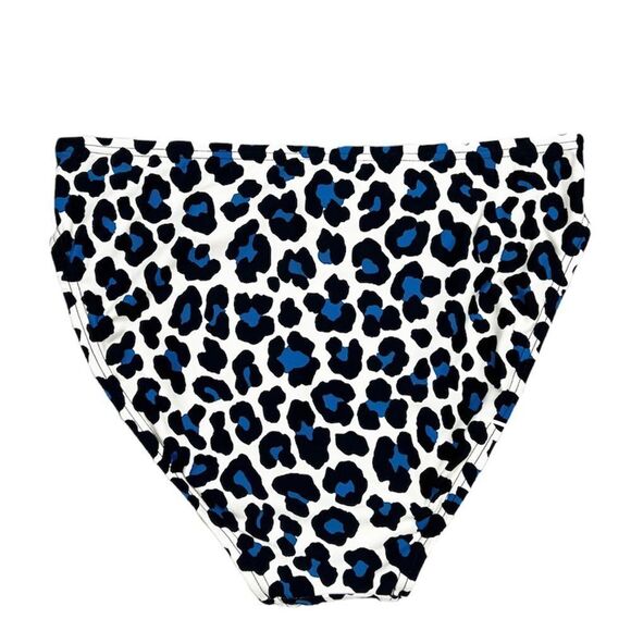 Michael Kors Oasis Crew Blue Leopard High Waist Bikini Bottoms Size Small - Picture 4 of 5